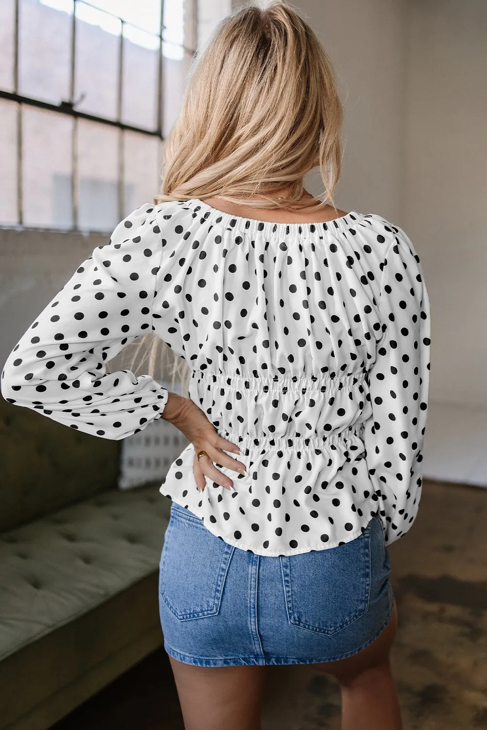 Threaded Pear Jolene Polka Dot Peplum Top sold by Zulily product image thumbnail 2