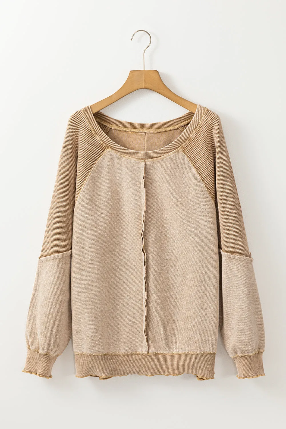 Threaded Pear Jolie Waffle Exposed Seam Raglan Sweatshirt sold by Zulily product image thumbnail 5