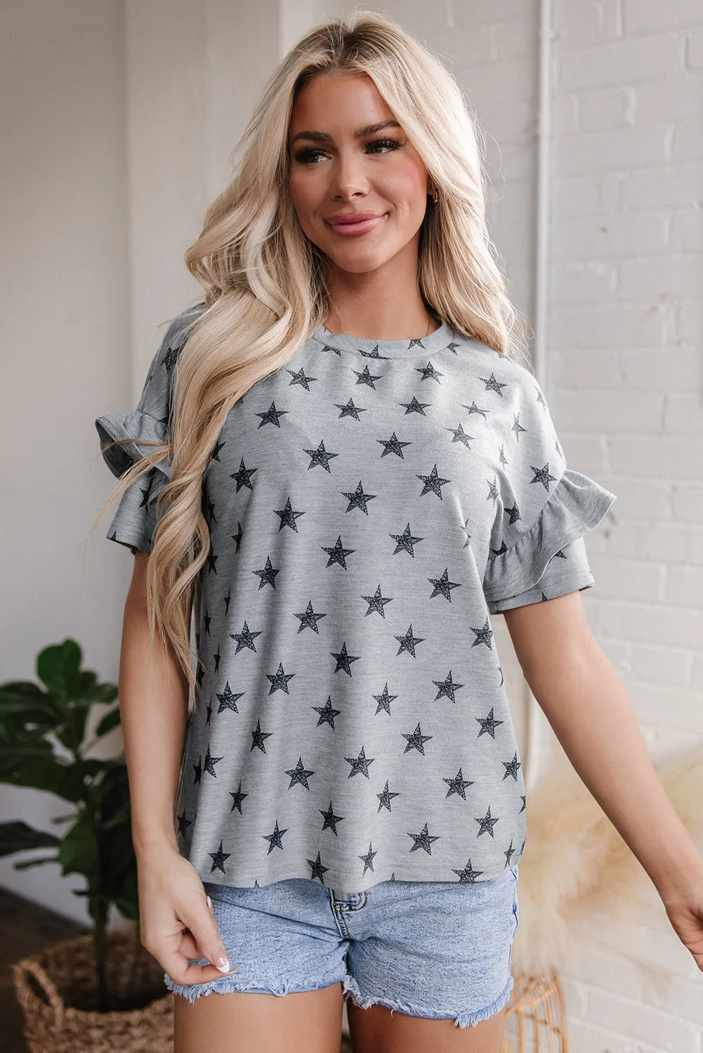 Threaded Pear Joelle Star Ruffled Sleeve Crew Neck Top sold by Zulily product image thumbnail 5