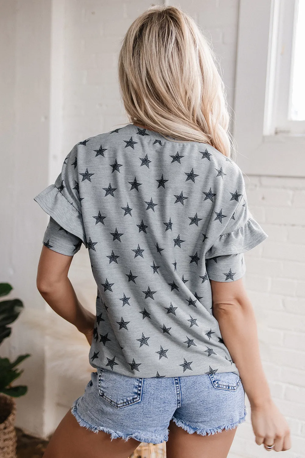 Threaded Pear Joelle Star Ruffled Sleeve Crew Neck Top sold by Zulily product image thumbnail 2