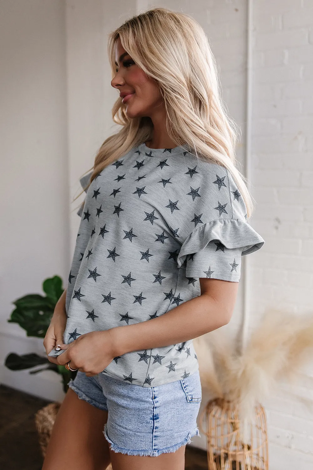 Threaded Pear Joelle Star Ruffled Sleeve Crew Neck Top sold by Zulily product image thumbnail 3