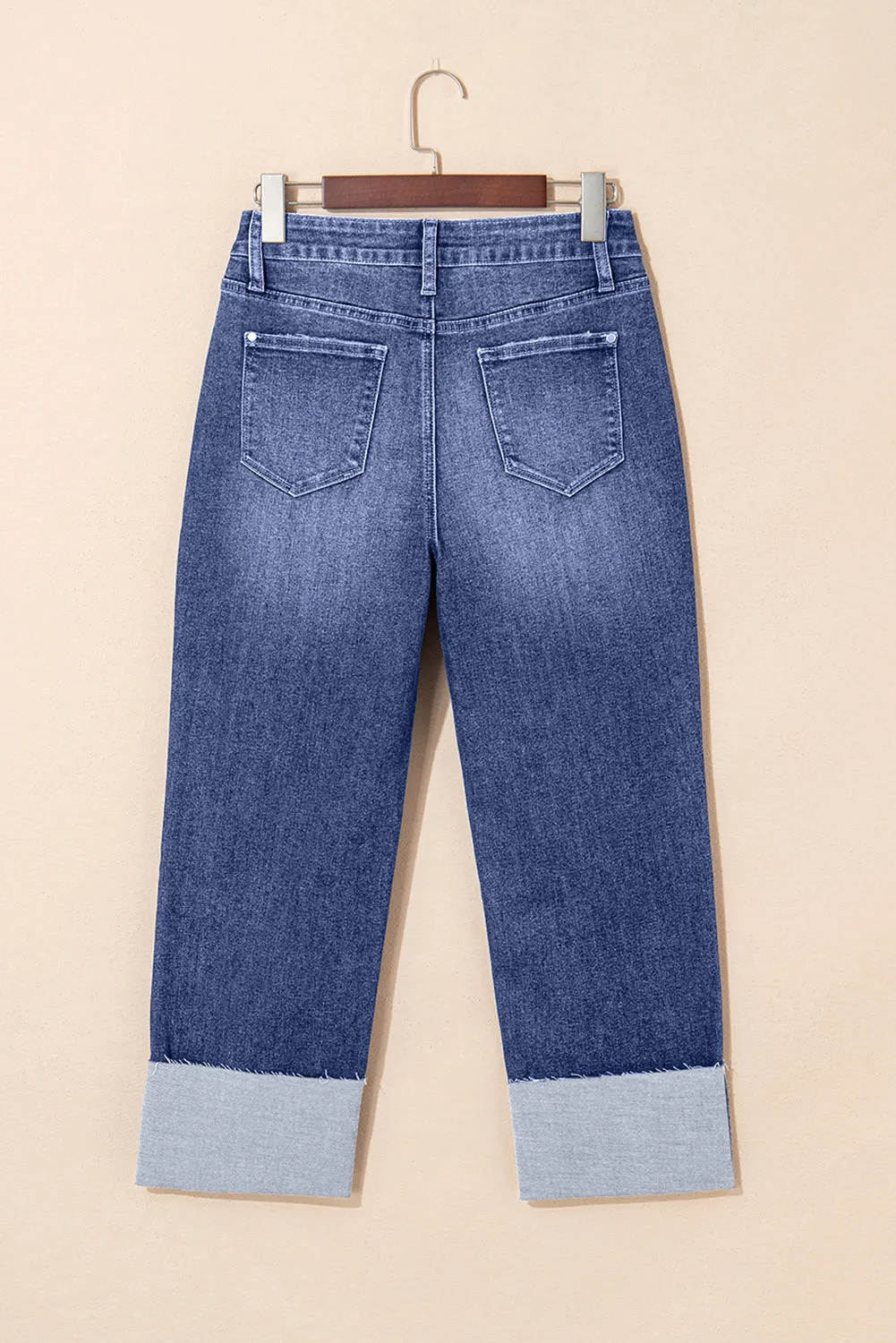Threaded Pear Jacy Cuffs Distressed Straight High Waist Jeans sold by Zulily product image thumbnail 4