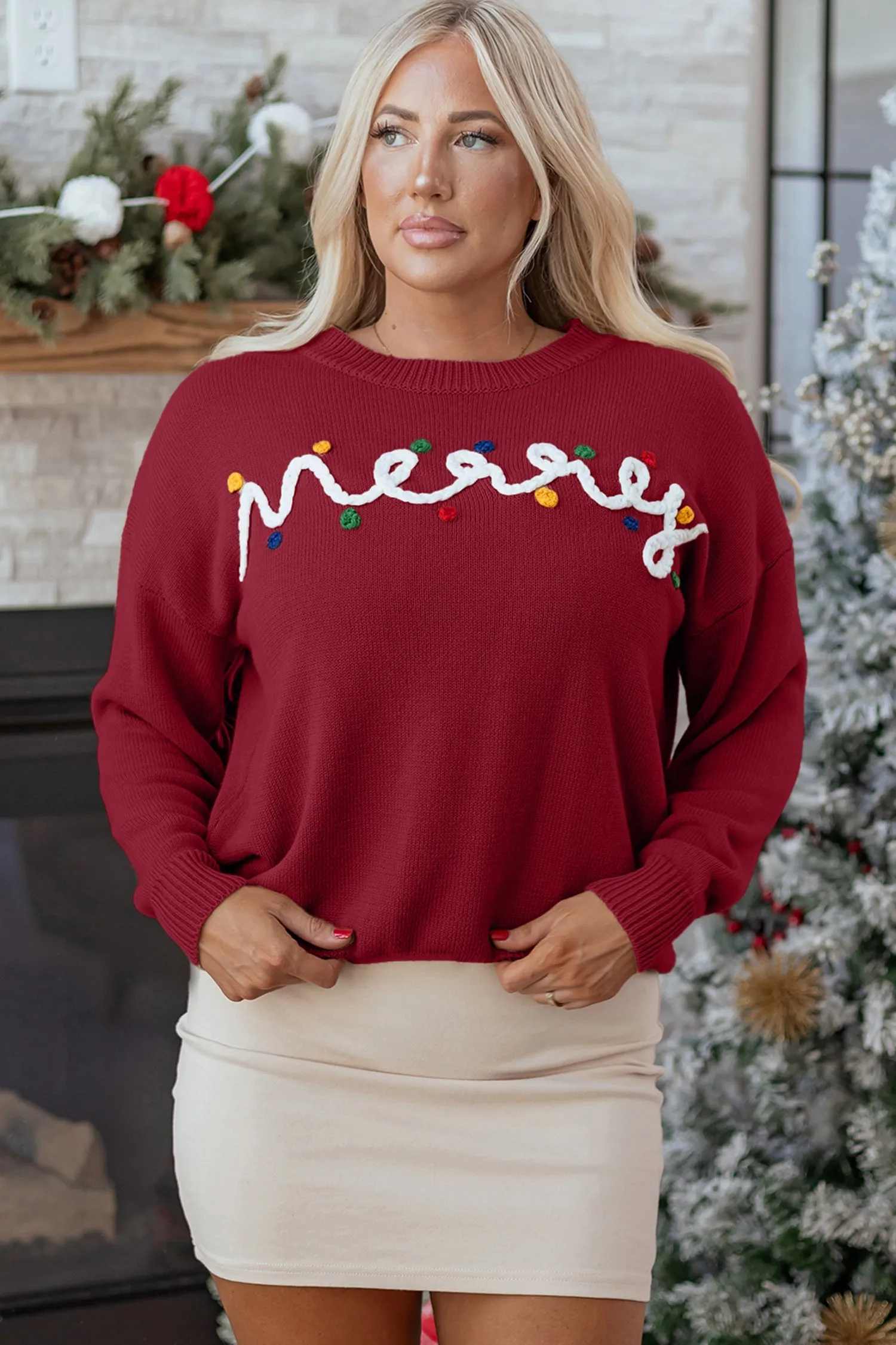 Threaded Pear Jade Christmas Drop Shoulder Sweater sold by Zulily product image thumbnail 3