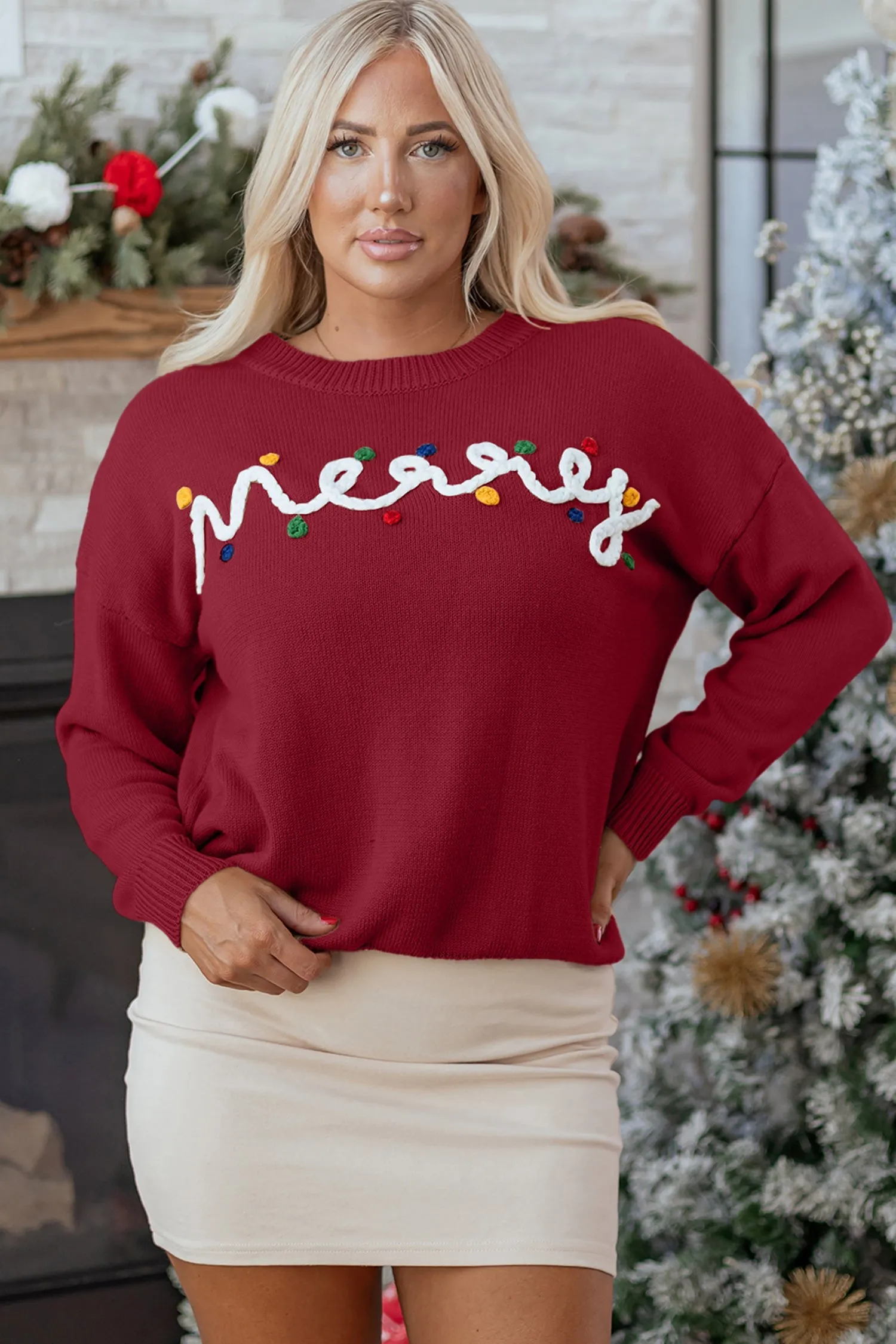 Threaded Pear Jade Christmas Drop Shoulder Sweater sold by Zulily product image thumbnail 4