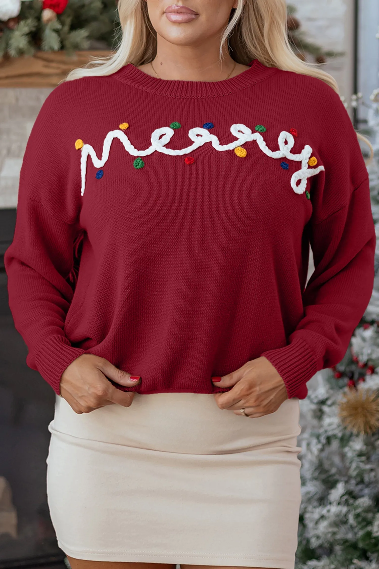 Threaded Pear Jade Christmas Drop Shoulder Sweater sold by Zulily product image thumbnail 5