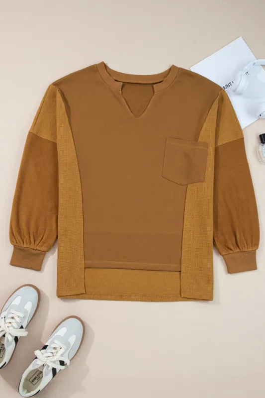 Threaded Pear Isabella High Low Patchwork Sweatshirt made by Threaded Pear