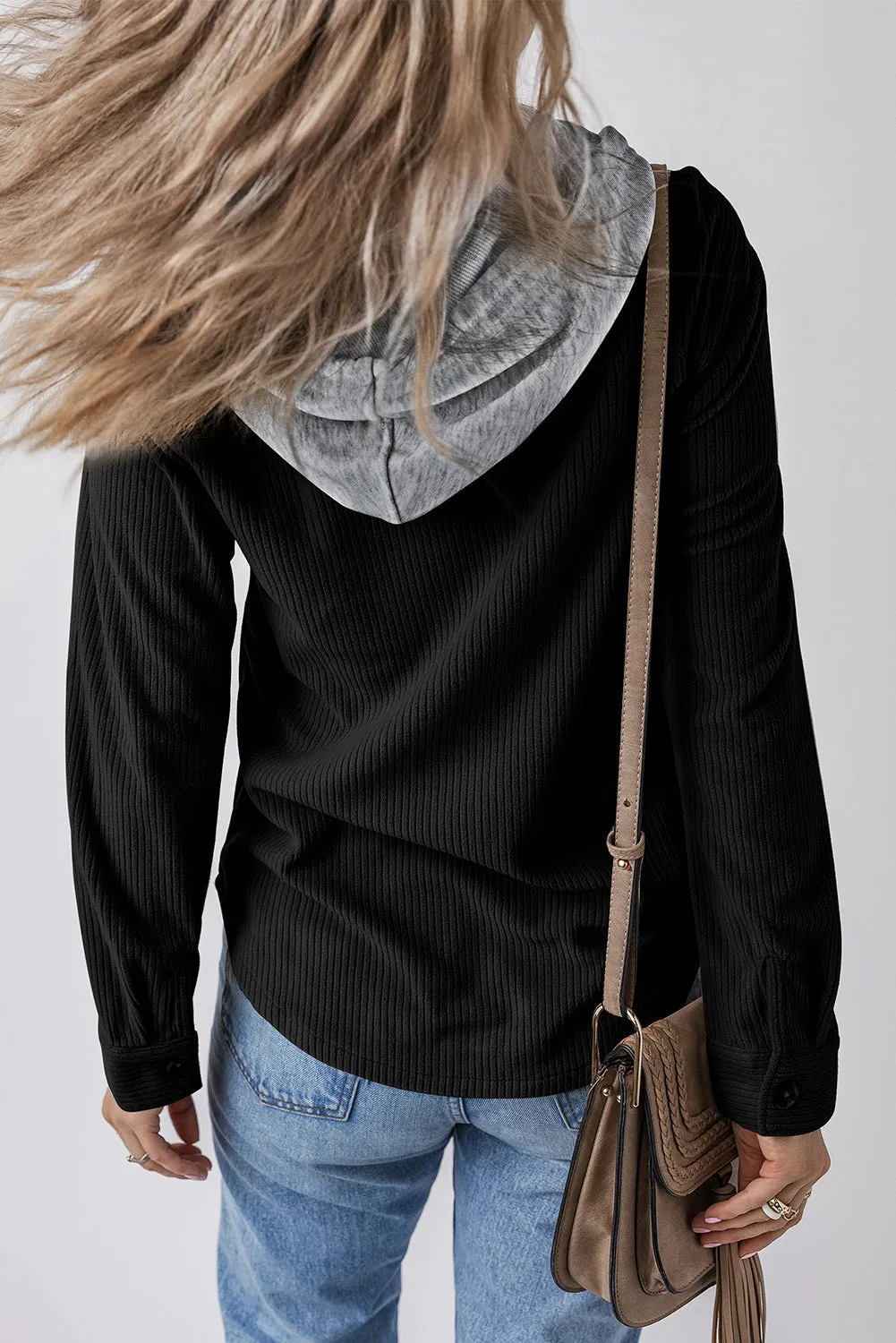 Threaded Pear Isabella Hooded Drawstring Corduroy Shacket sold by Zulily product image thumbnail 2