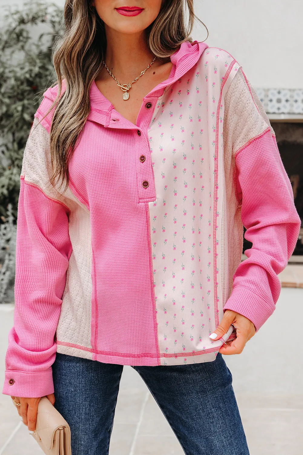 Threaded Pear Hollievi Patchwork Hooded Oversize Pullover sold by Zulily product image thumbnail 5