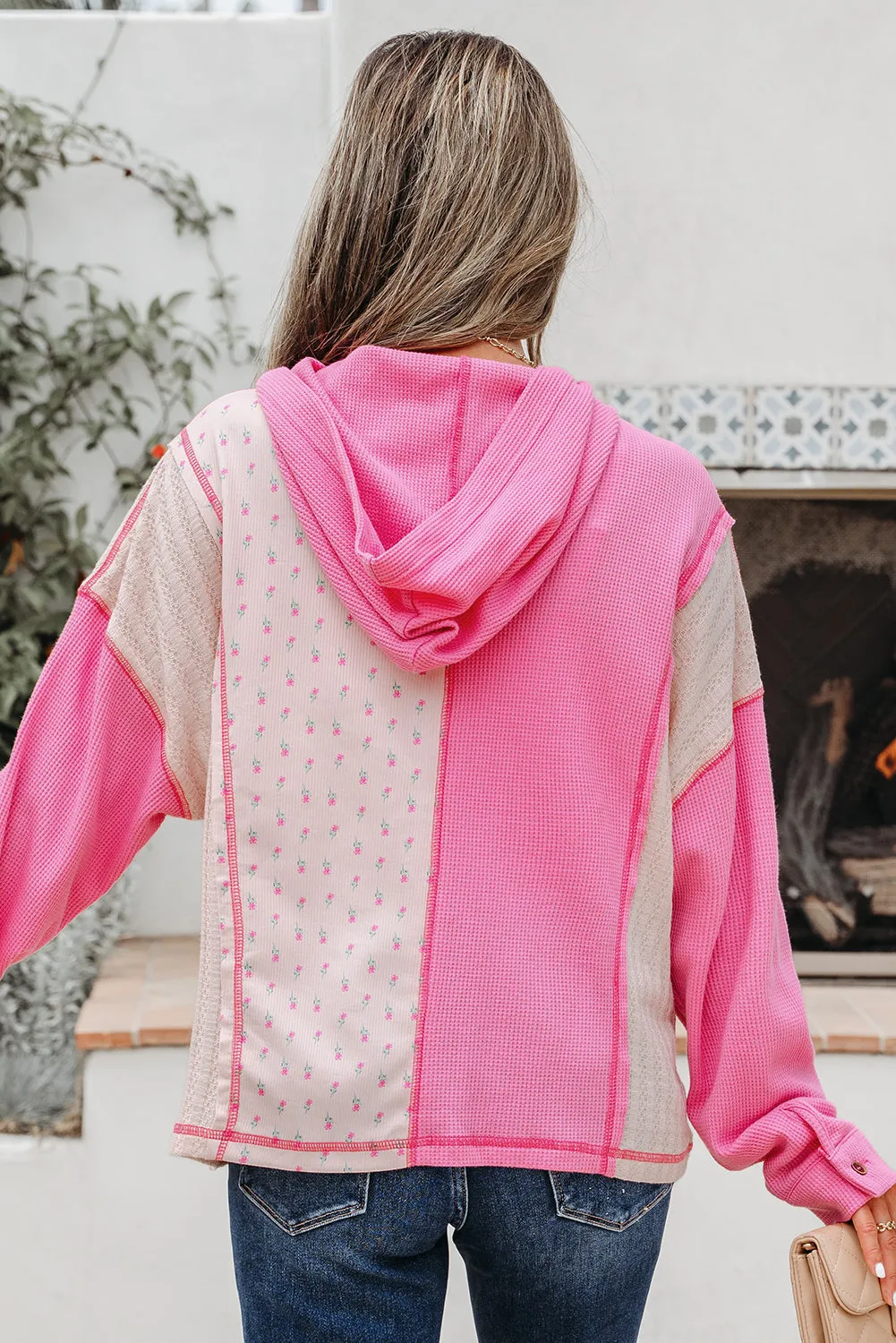 Threaded Pear Hollievi Patchwork Hooded Oversize Pullover sold by Zulily product image thumbnail 2