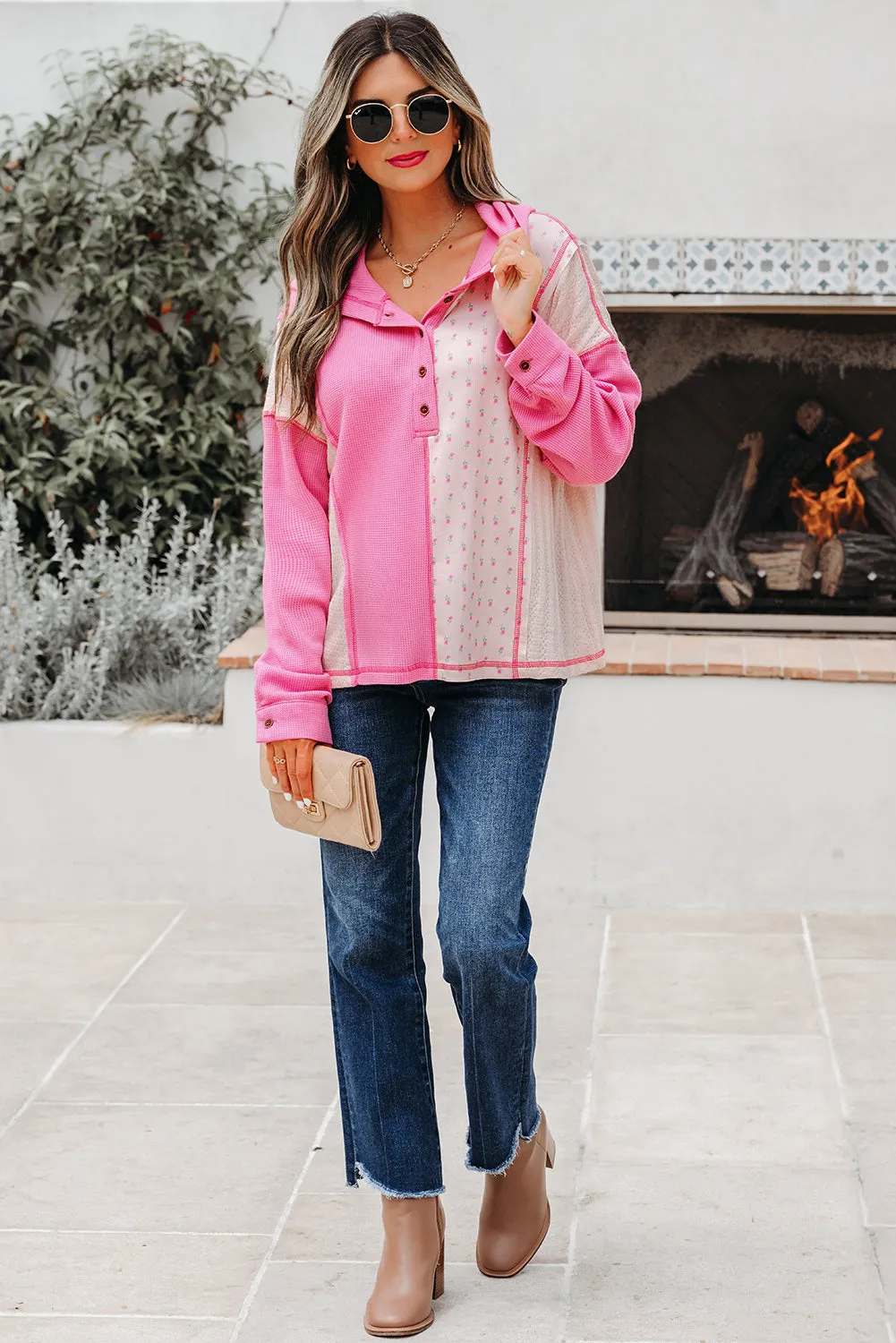 Threaded Pear Hollievi Patchwork Hooded Oversize Pullover sold by Zulily product image thumbnail 3