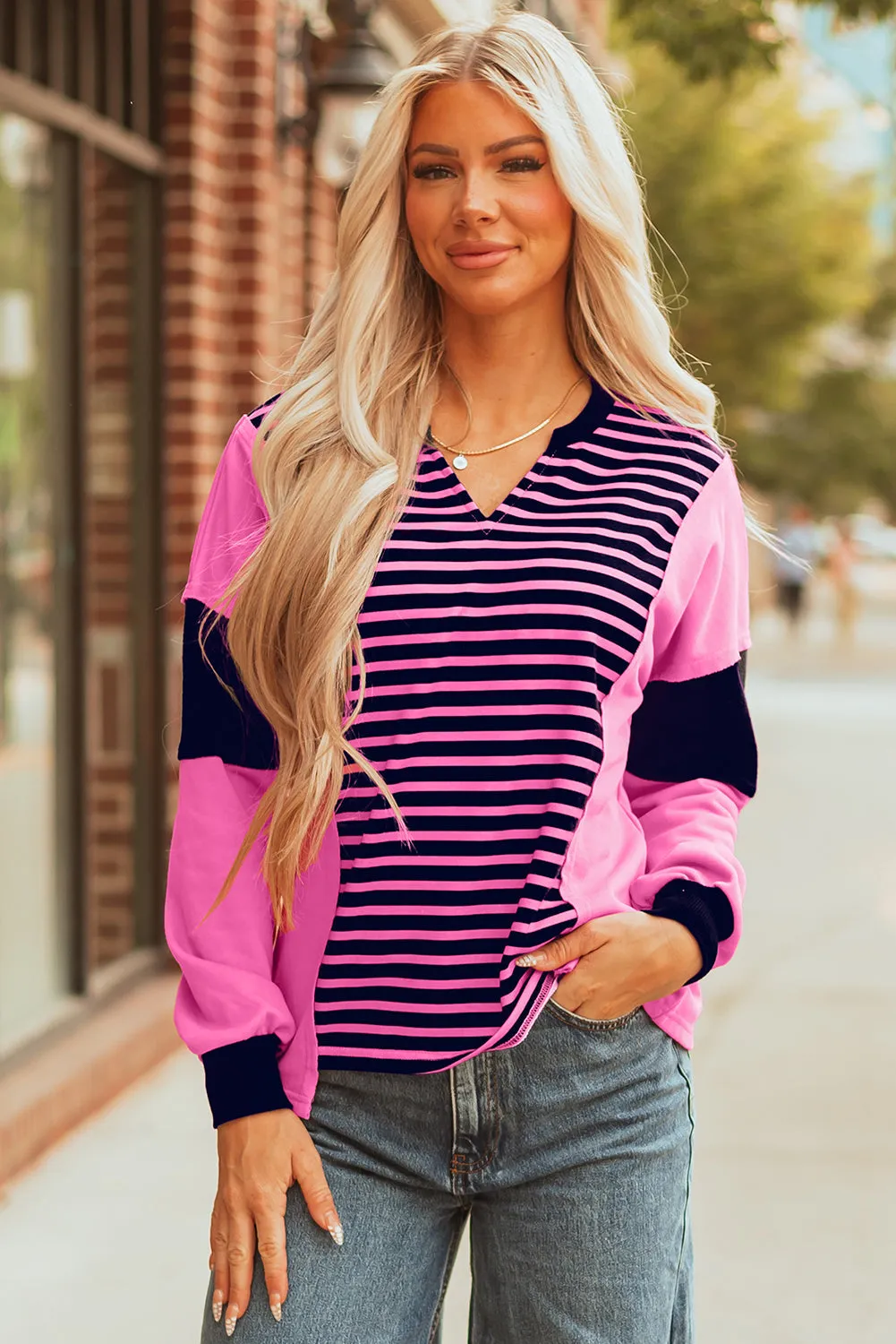 Threaded Pear Haven Stripe Loose Fit Long Sleeve Top sold by Zulily product image thumbnail 5