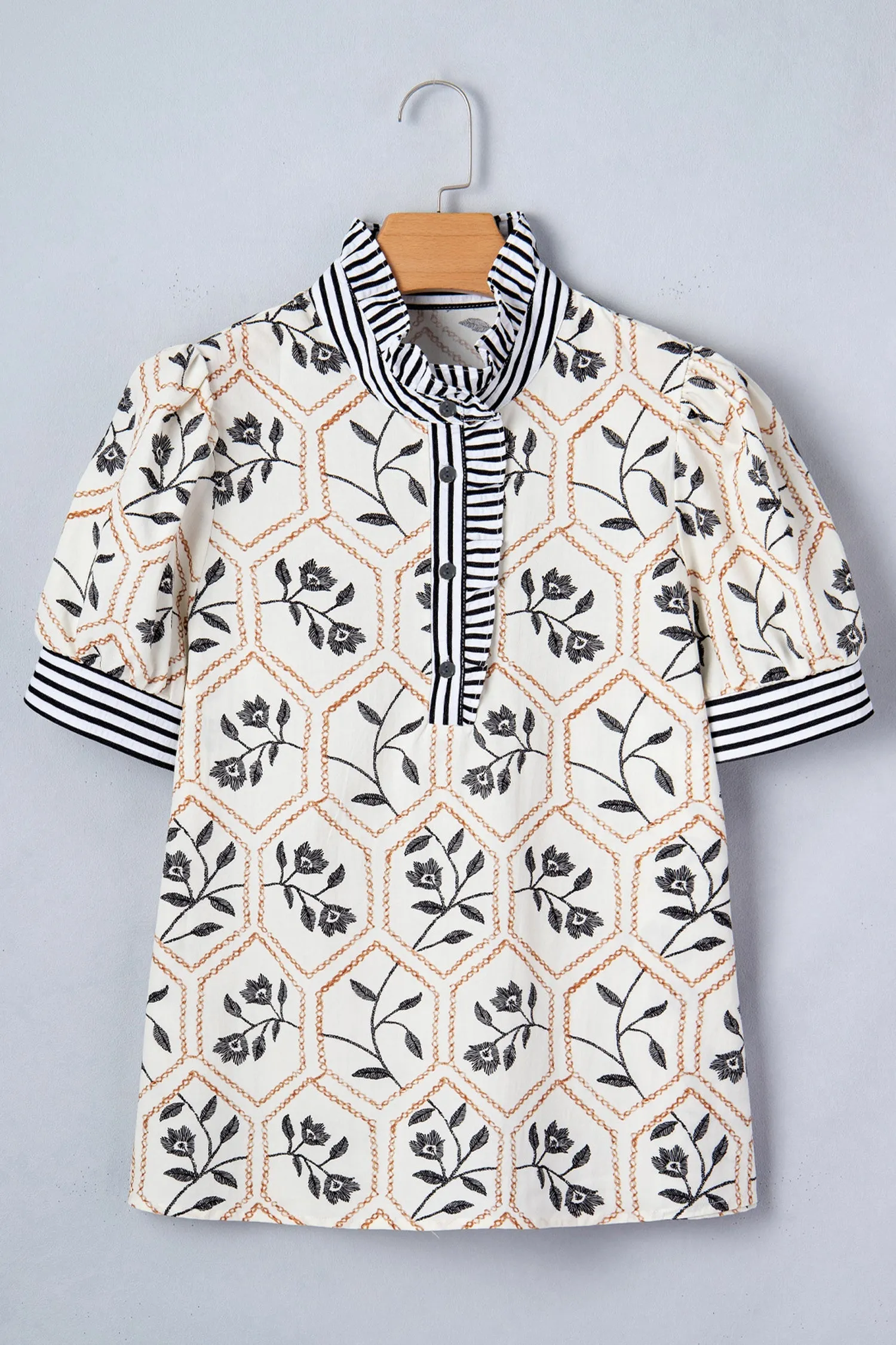 Threaded Pear Hayden Patchwork Short Sleeve Blouse sold by Zulily product image thumbnail 4