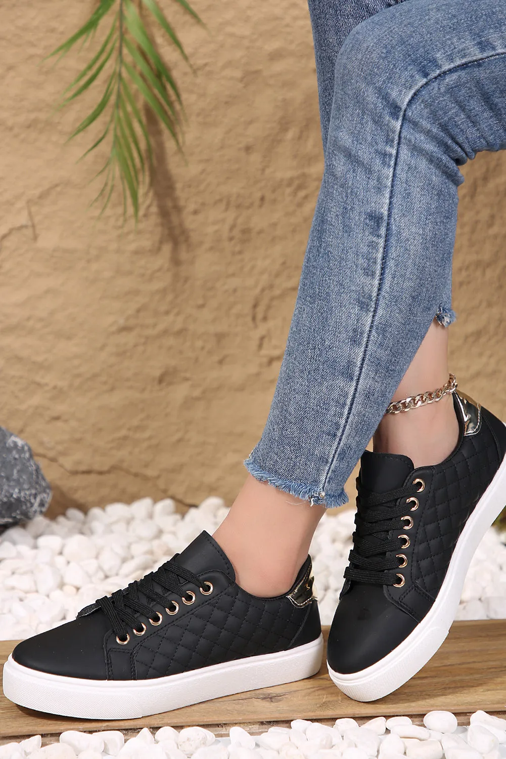 Threaded Pear Harper Quilted Lace Up Sneakers sold by Zulily product image thumbnail 3