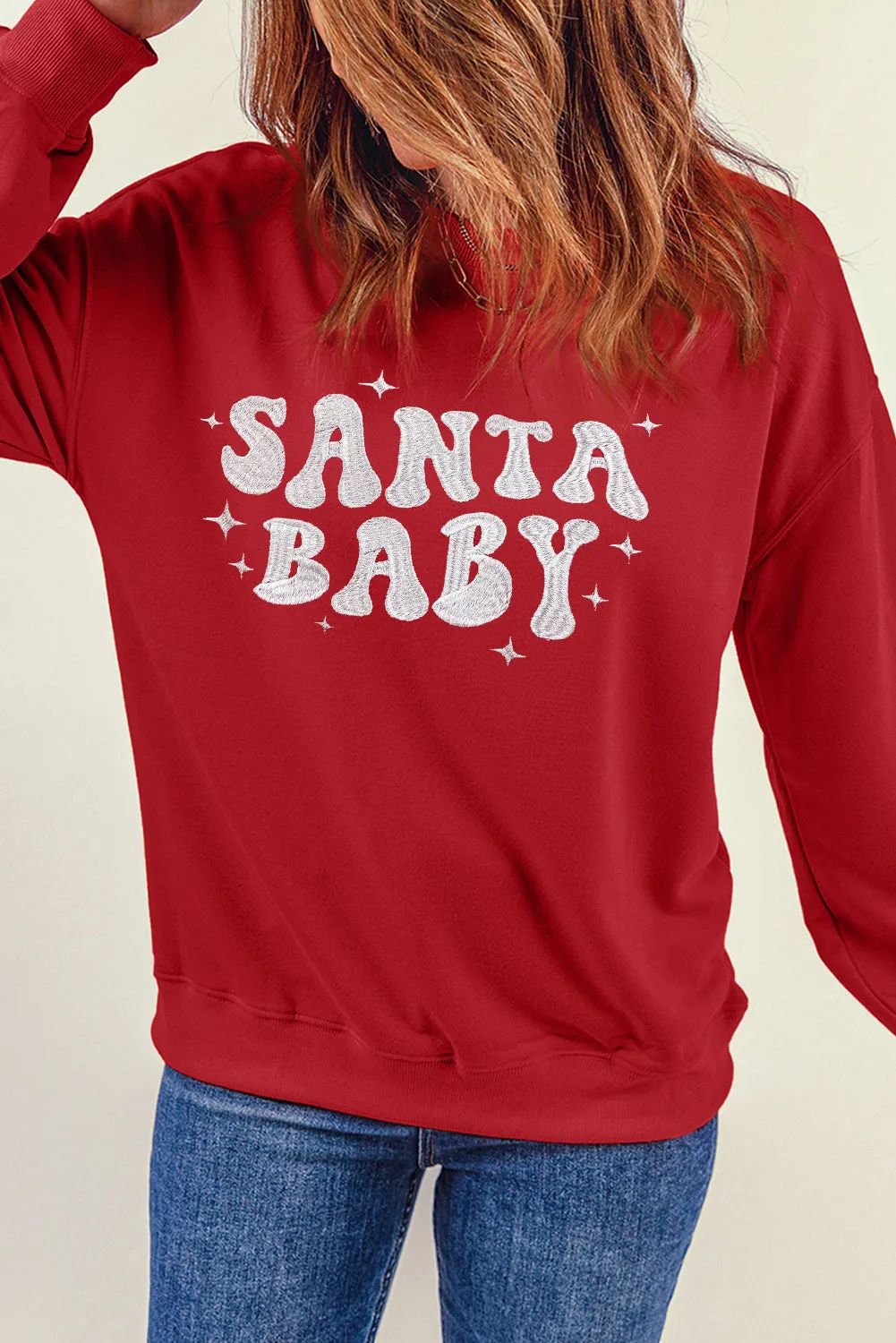 Threaded Pear Harper Embroidered Crewneck Christmas Sweatshirt sold by Zulily product image thumbnail 4