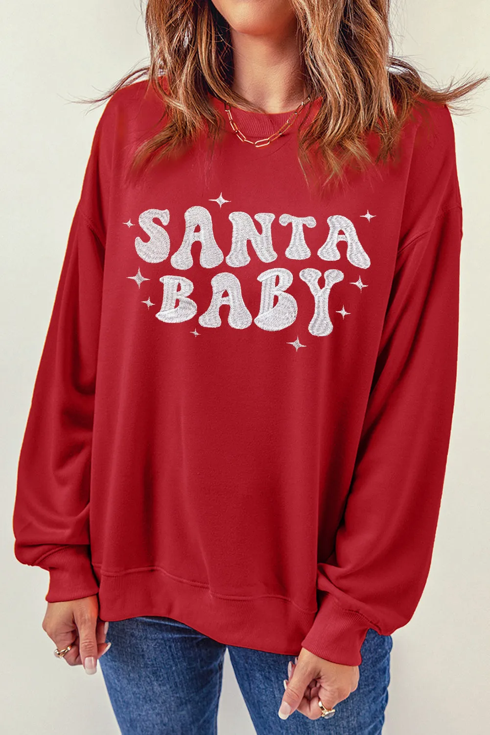 Threaded Pear Harper Embroidered Crewneck Christmas Sweatshirt sold by Zulily