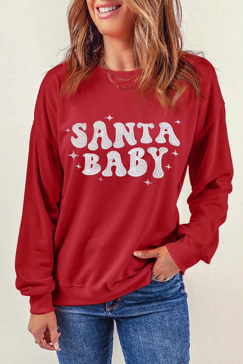 Threaded Pear Harper Embroidered Crewneck Christmas Sweatshirt sold by Zulily product image thumbnail 2