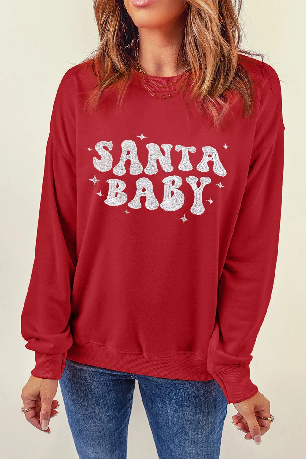 Threaded Pear Harper Embroidered Crewneck Christmas Sweatshirt sold by Zulily product image thumbnail 3