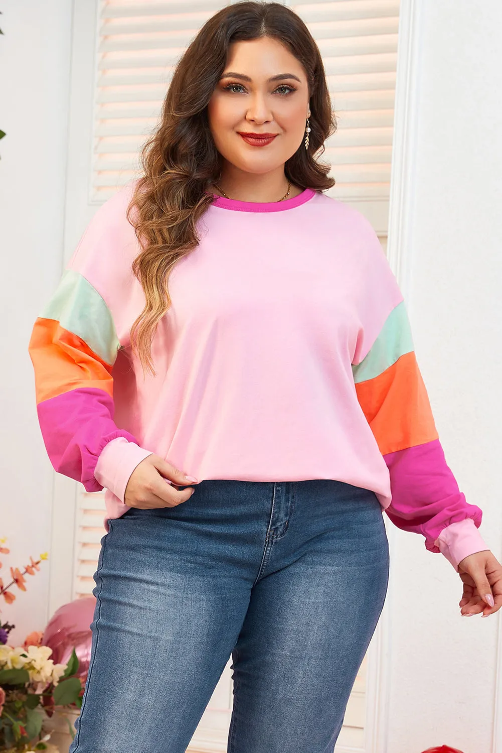 Threaded Pear Harlow Plus Size Patchwork Long Sleeve Top sold by Zulily product image thumbnail 4