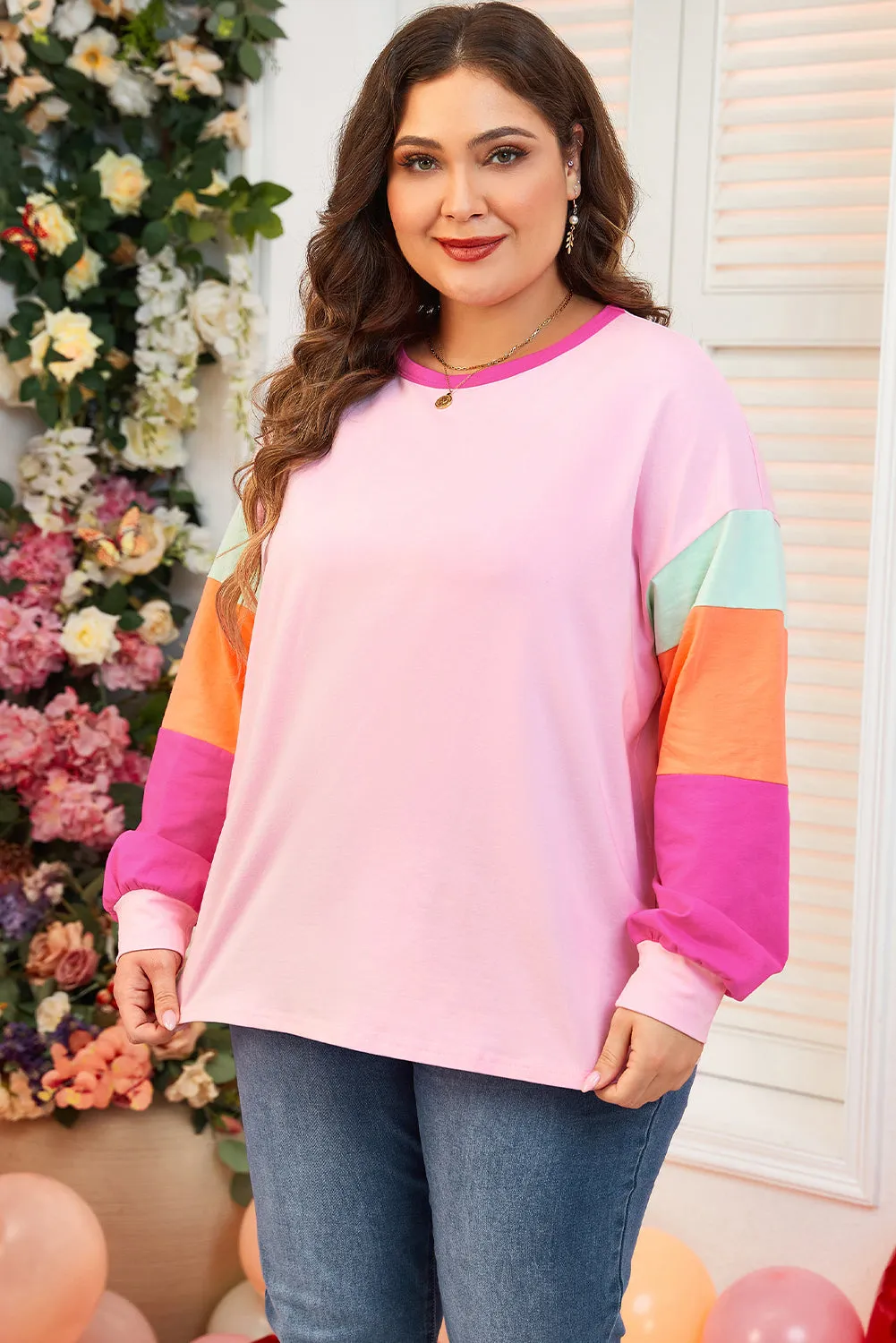 Threaded Pear Harlow Plus Size Patchwork Long Sleeve Top sold by Zulily product image thumbnail 5