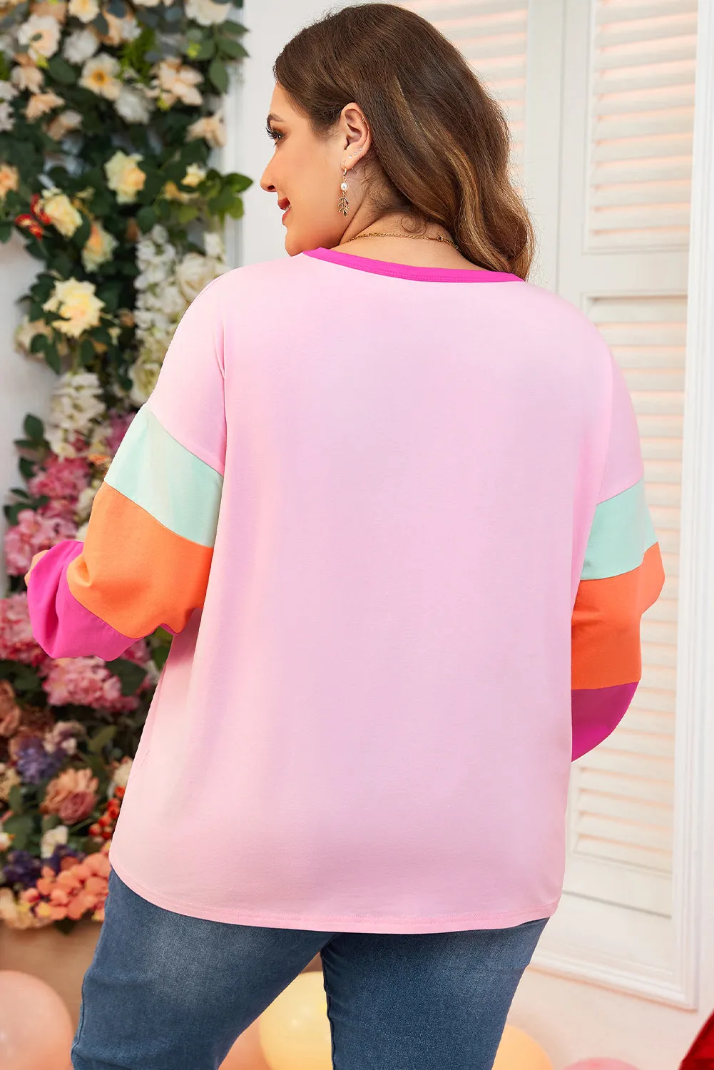 Threaded Pear Harlow Plus Size Patchwork Long Sleeve Top sold by Zulily product image thumbnail 2