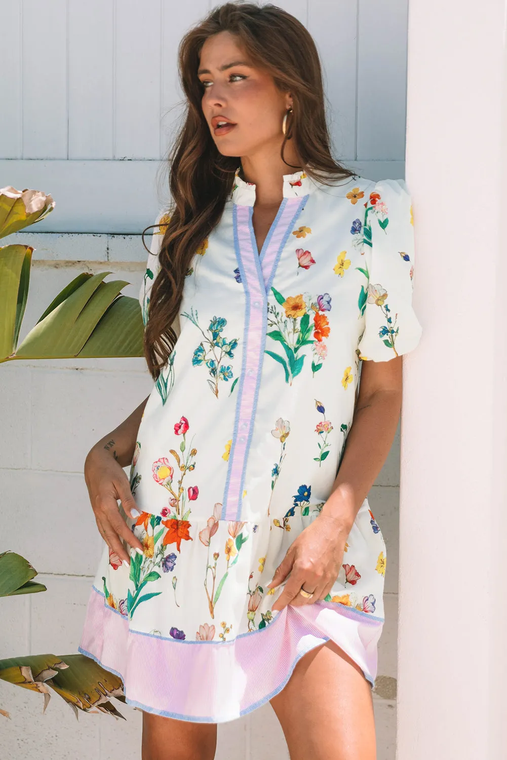 Threaded Pear Harlee Floral Short Puff Sleeve Dress sold by Zulily product image thumbnail 4