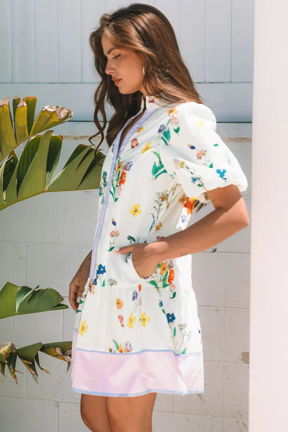 Threaded Pear Harlee Floral Short Puff Sleeve Dress sold by Zulily product image thumbnail 3