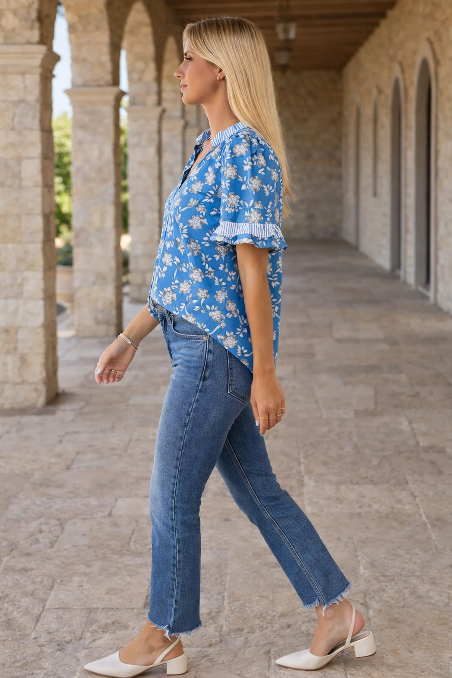 Threaded Pear Hana Detail Short Sleeve Blouse sold by Zulily product image thumbnail 3
