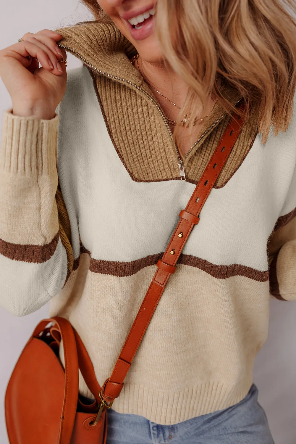 Threaded Pear Guinevere Zipped Collared Pullover Sweater sold by Zulily product image thumbnail 3