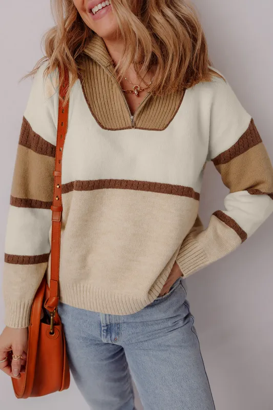 Threaded Pear Guinevere Zipped Collared Pullover Sweater made by Threaded Pear