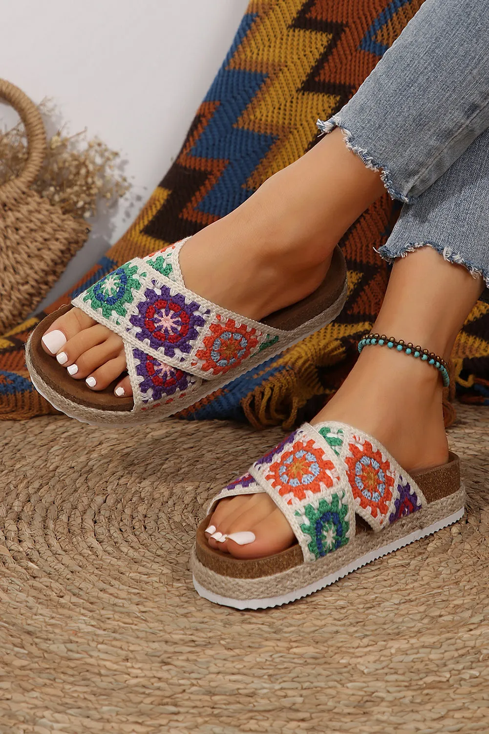 Threaded Pear Geometric Woven Crisscross Strap Platform Slippers sold by Zulily product image thumbnail 2