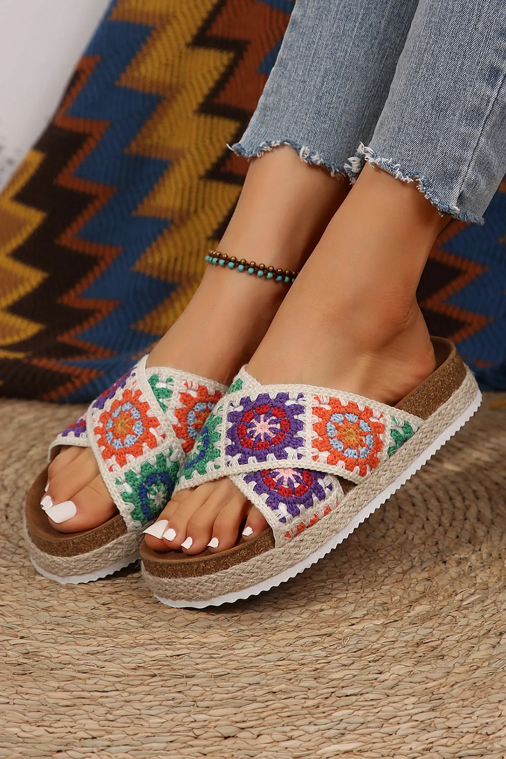 Threaded Pear Geometric Woven Crisscross Strap Platform Slippers sold by Zulily product image thumbnail 3