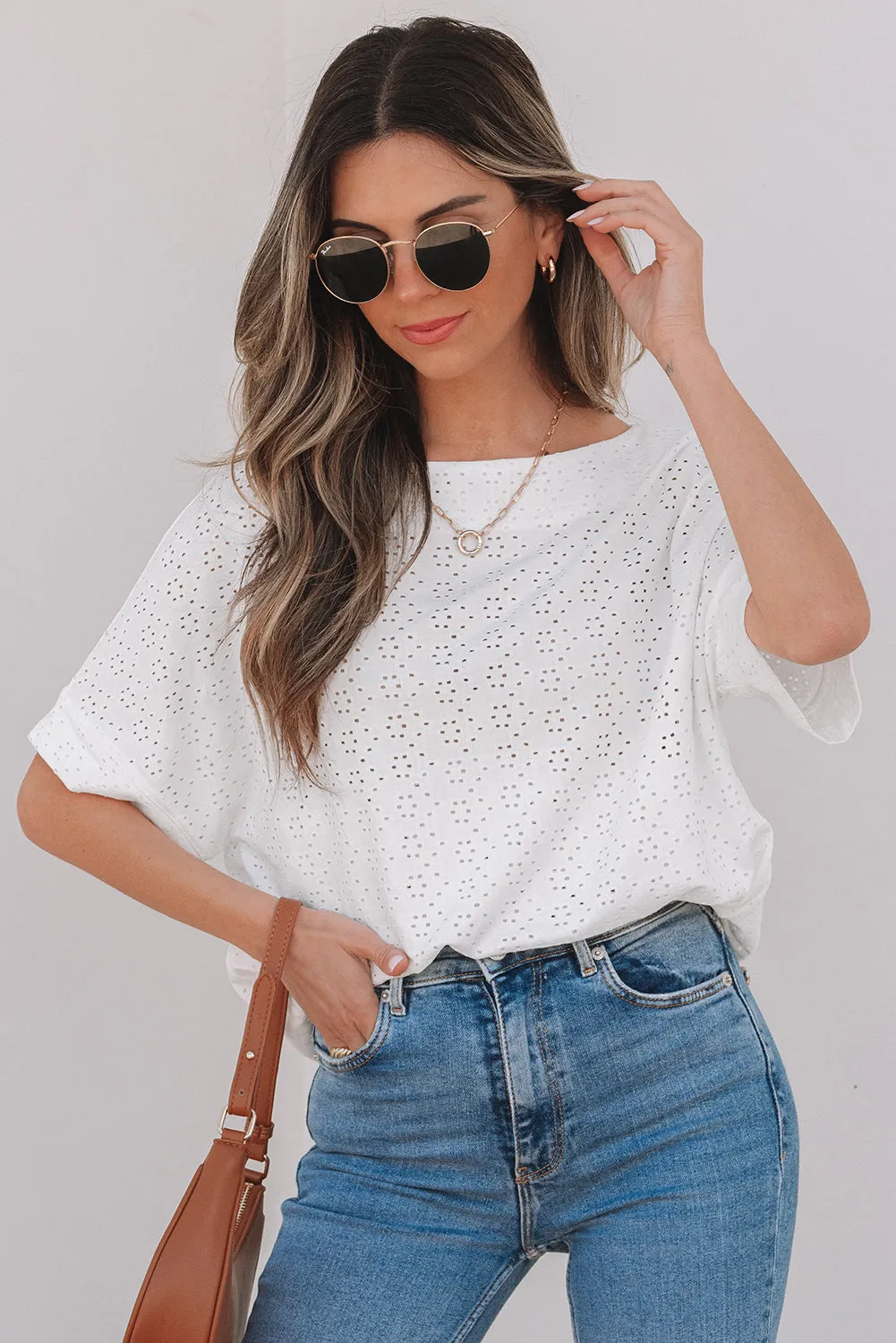 Threaded Pear Faye Eyelet Pattern Casual Top sold by Zulily product image thumbnail 4