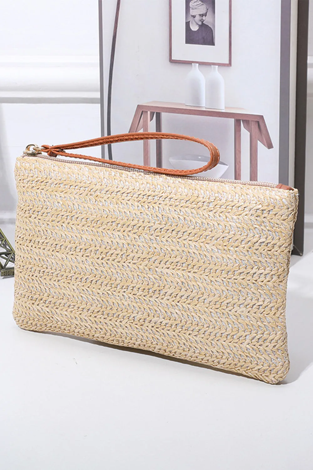 Threaded Pear Estrella Straw Woven Wrist Strap Wristlet sold by Zulily