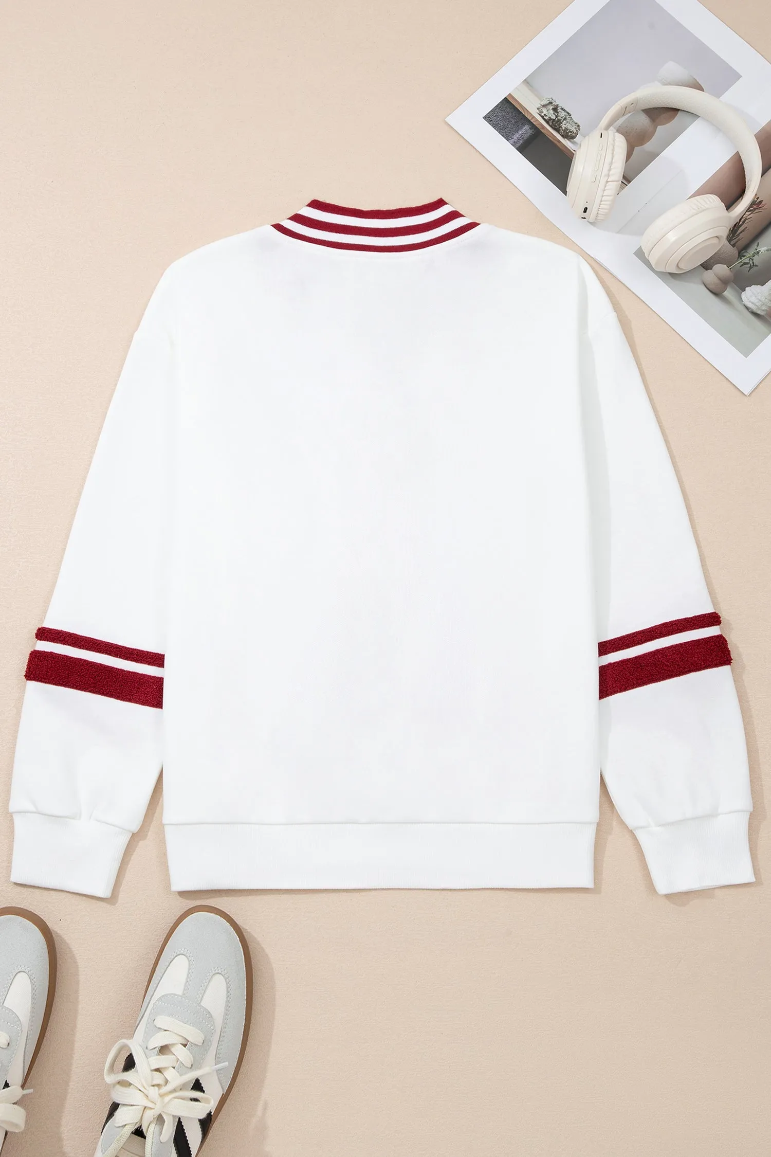 Threaded Pear Esme Striped Puff Sleeve Sweatshirt sold by Zulily product image thumbnail 2