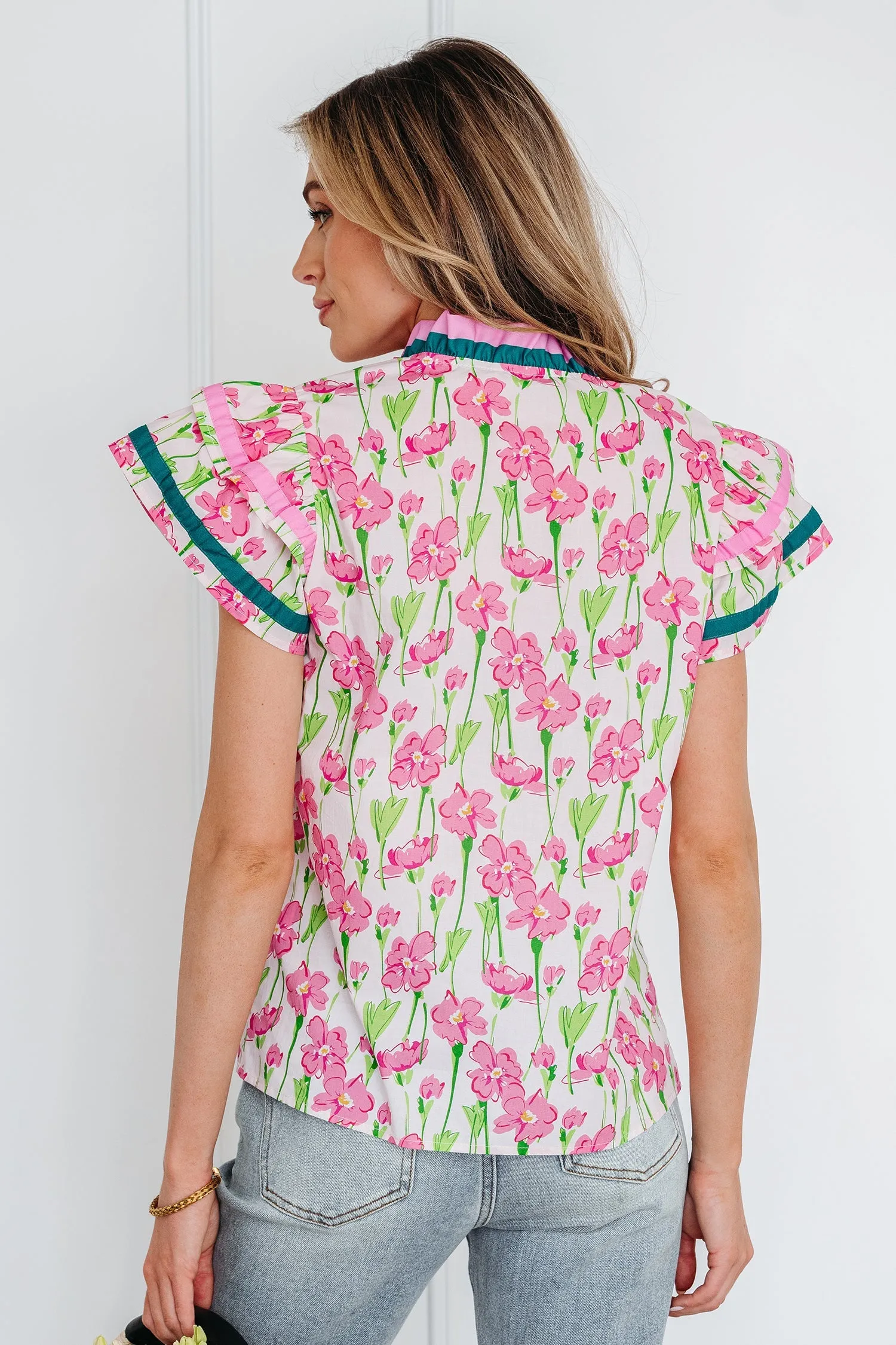 Threaded Pear Elyse Ruffled Short Sleeve Blouse sold by Zulily product image thumbnail 2