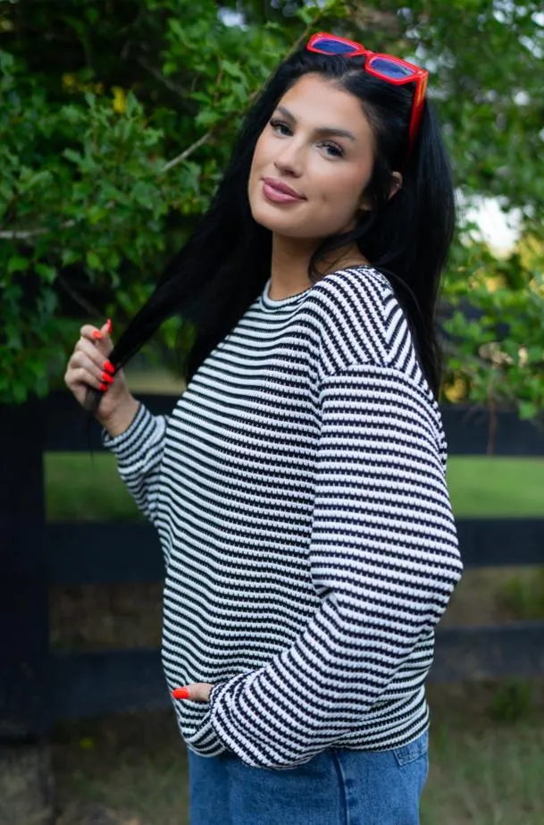 Threaded Pear Elouise Stripe Long Sleeve Top sold by Zulily product image thumbnail 3