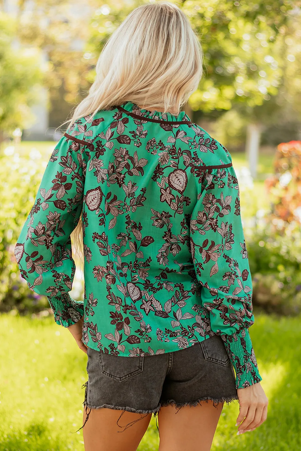 Threaded Pear Elouise Shirred Puff Sleeve Blouse sold by Zulily product image thumbnail 2