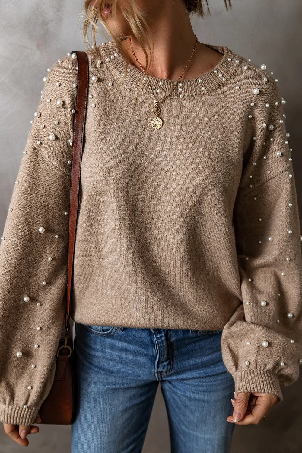 Threaded Pear Elliot Pearled Drop Shoulder Round Neck Sweater sold by Zulily product image thumbnail 4