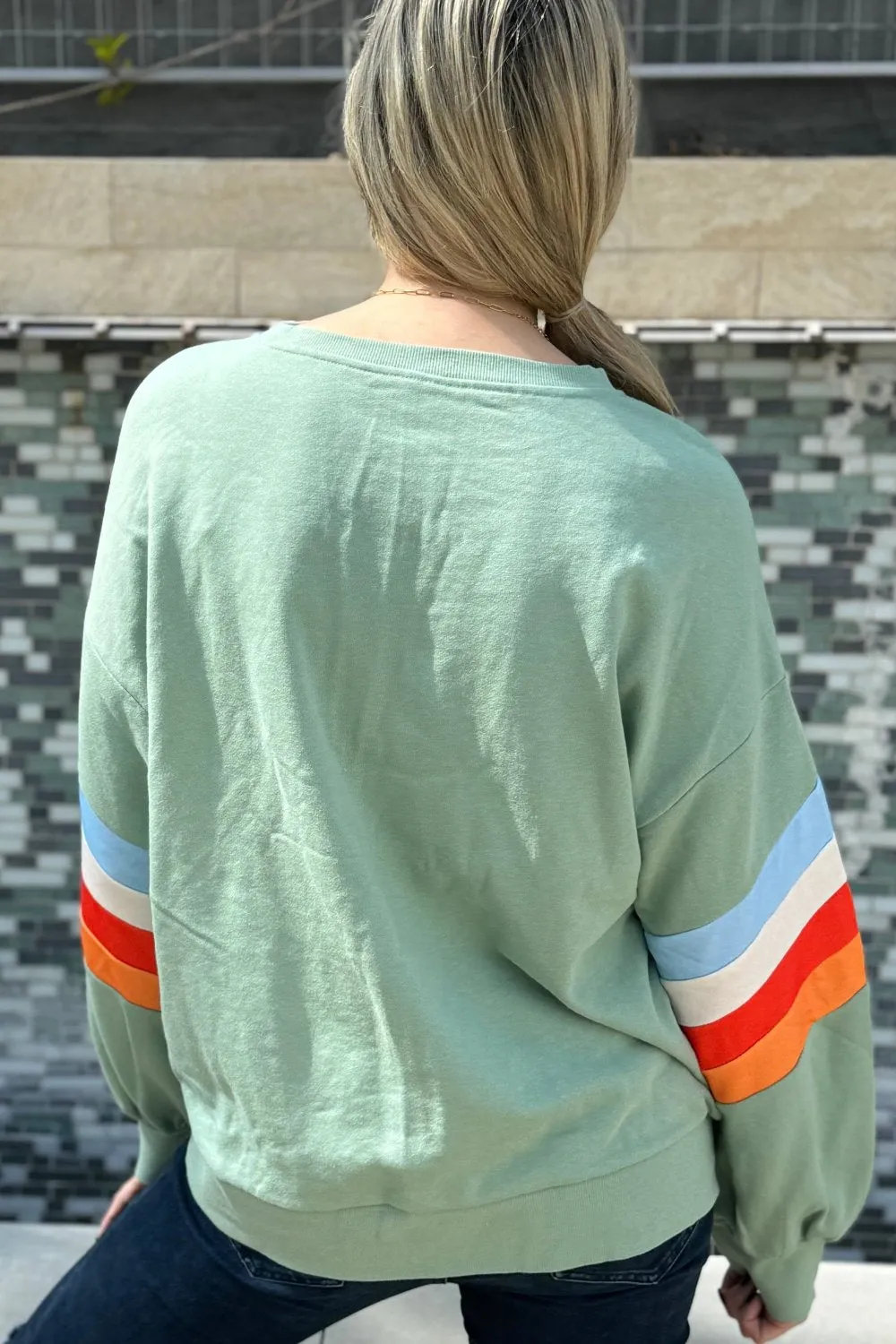 Threaded Pear Ella Striped Sleeve Loose Sweatshirt sold by Zulily product image thumbnail 2