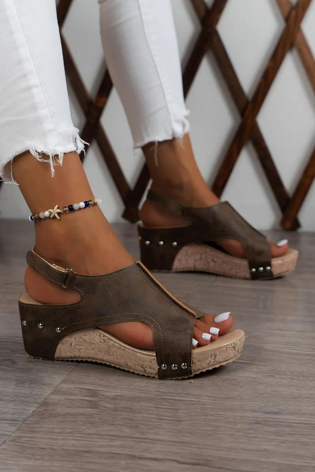 Threaded Pear Eleanor Studded Cut Out Wedge Sandals sold by Zulily product image thumbnail 4