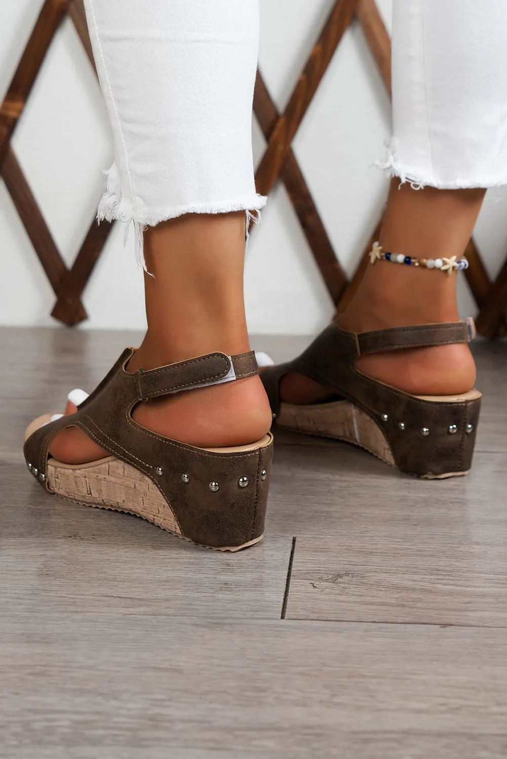 Threaded Pear Eleanor Studded Cut Out Wedge Sandals sold by Zulily product image thumbnail 2