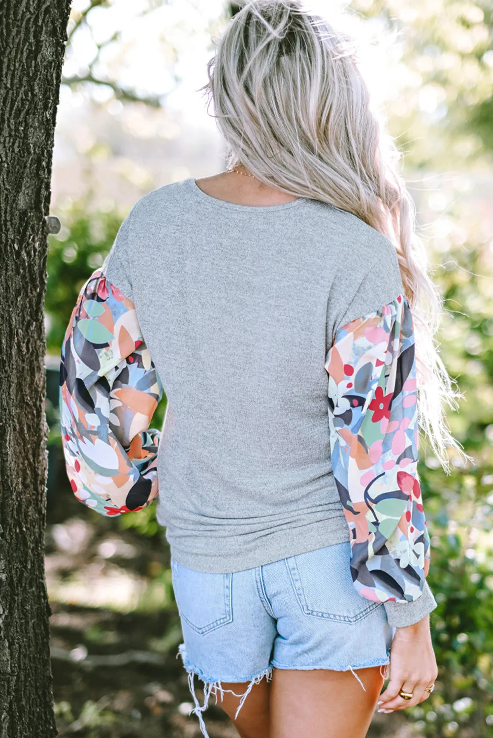 Threaded Pear Eleanor Lantern Sleeve Patchwork Top sold by Zulily product image thumbnail 2
