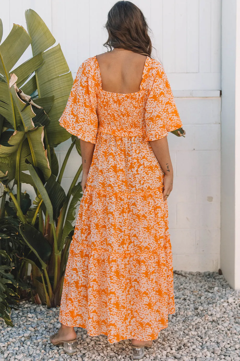 Threaded Pear Eileen Floral V Neck Wide Sleeve Maxi Dress sold by Zulily product image thumbnail 2
