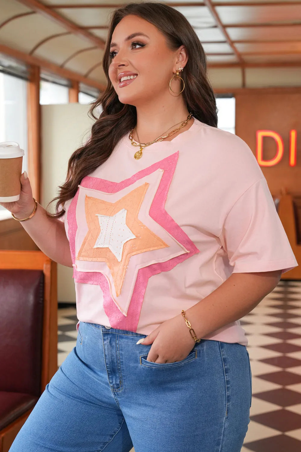 Threaded Pear Diana Plus Size Eyelet Lace Star Top sold by Zulily product image thumbnail 3