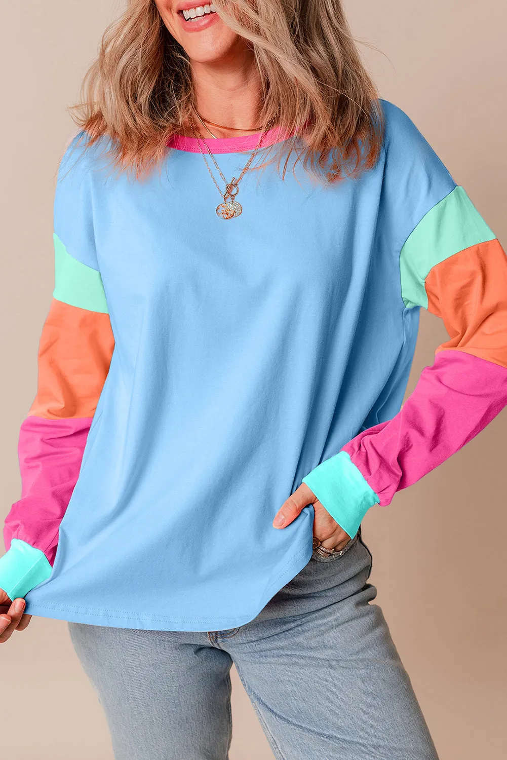 Threaded Pear Denver Sleeve Loose top Long Sleeve Top sold by Zulily