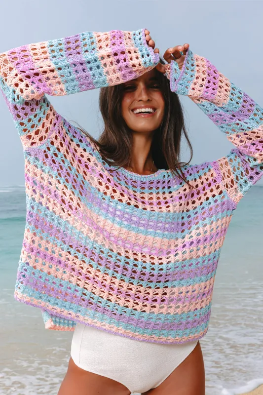 Threaded Pear Della Open Knit Sweater Beach Cover Up made by Threaded Pear