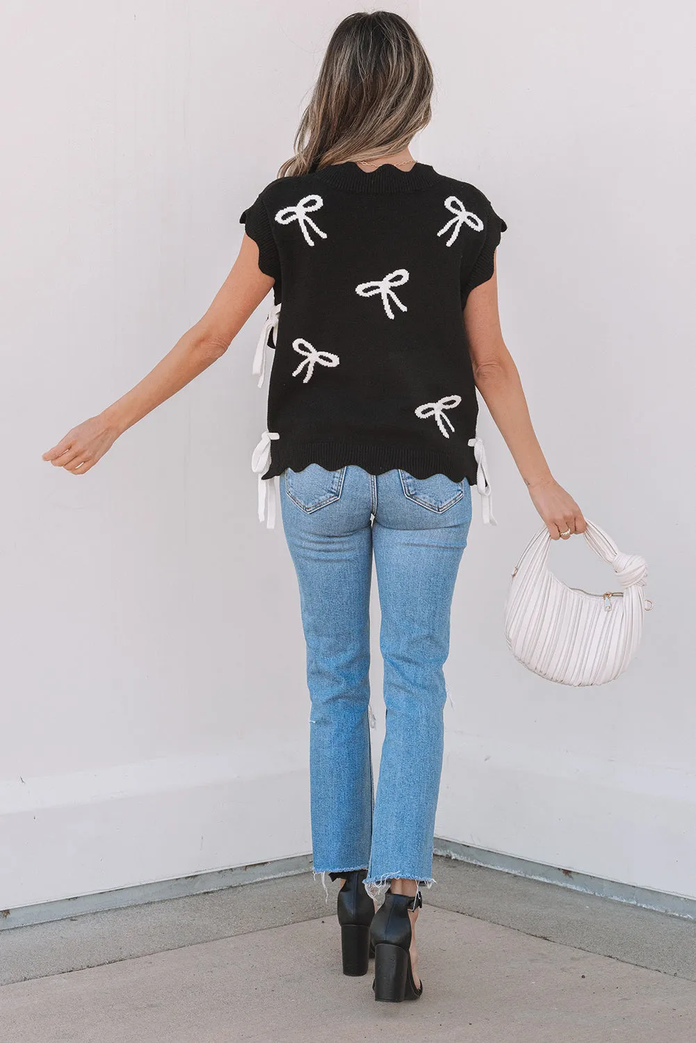 Threaded Pear Dayana Bow Print Side Ties Sweater Top sold by Zulily product image thumbnail 2