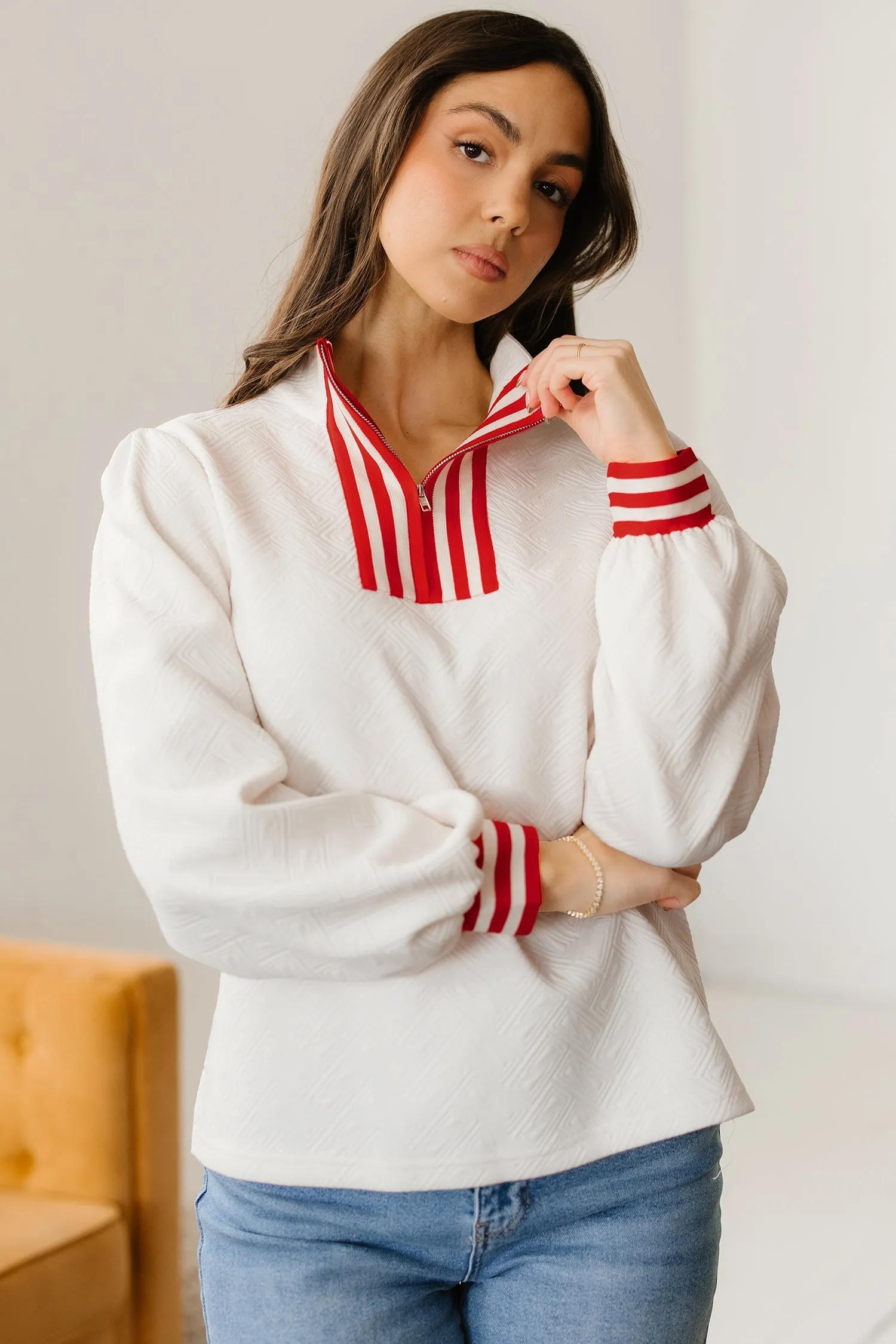 Threaded Pear Danna Zipped Collar Pullover Top sold by Zulily product image thumbnail 4