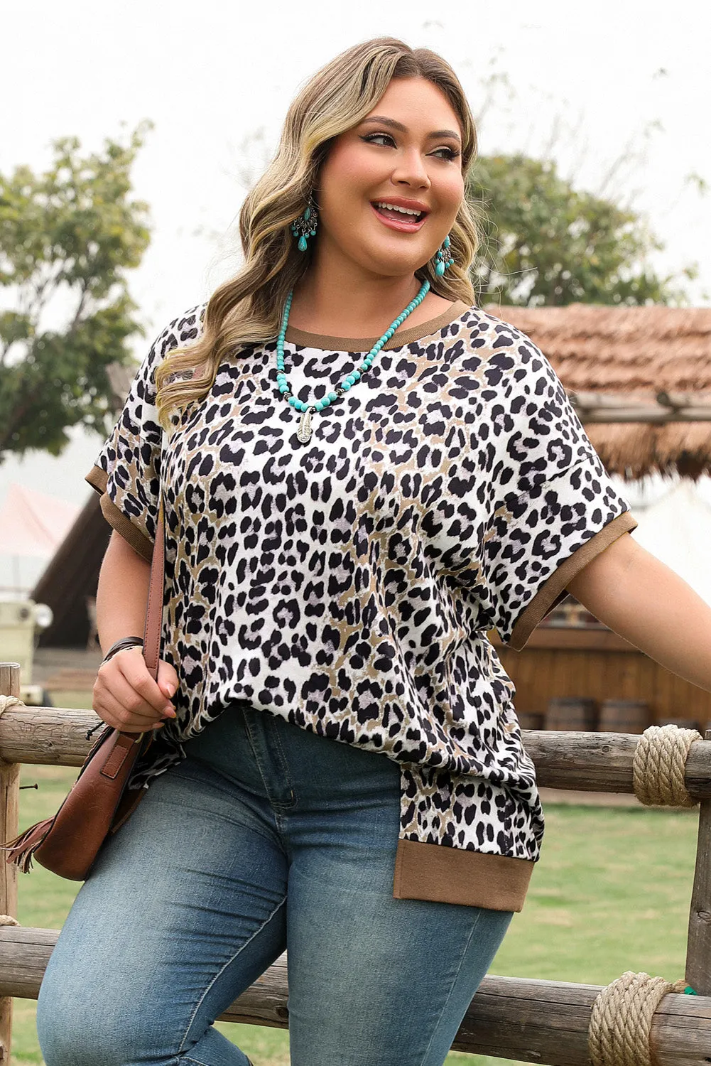Threaded Pear Dakota Plus Size Leopard Loose Top sold by Zulily product image thumbnail 3