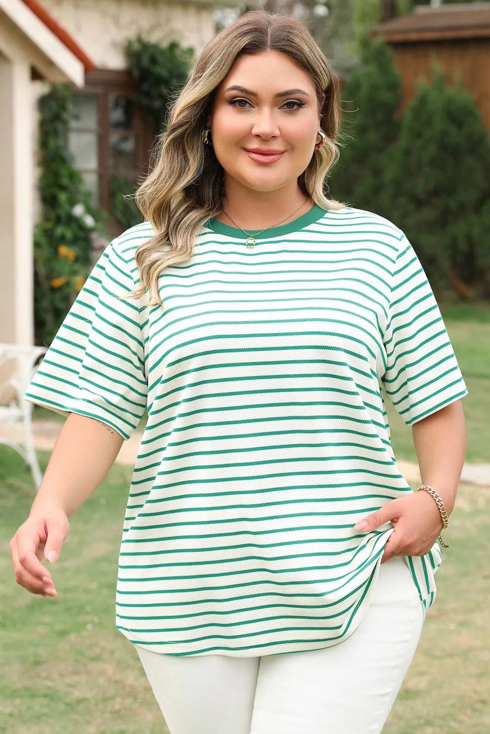 Threaded Pear Collins Plus Size Stripe Top sold by Zulily